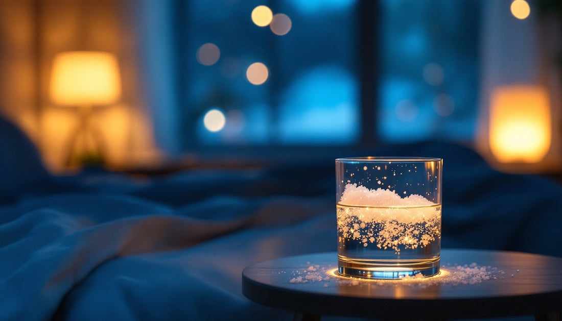 A glass of saltwater on a desk